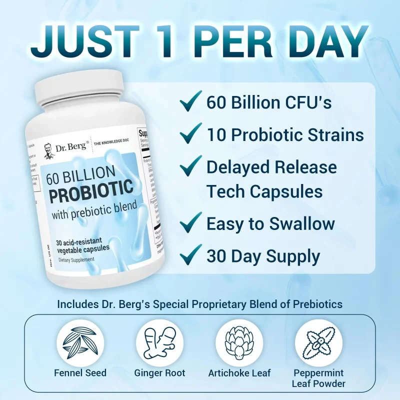 Dr. Berg 60 Billion 10 Strains – обзор и цена Probiotic 60 Billion